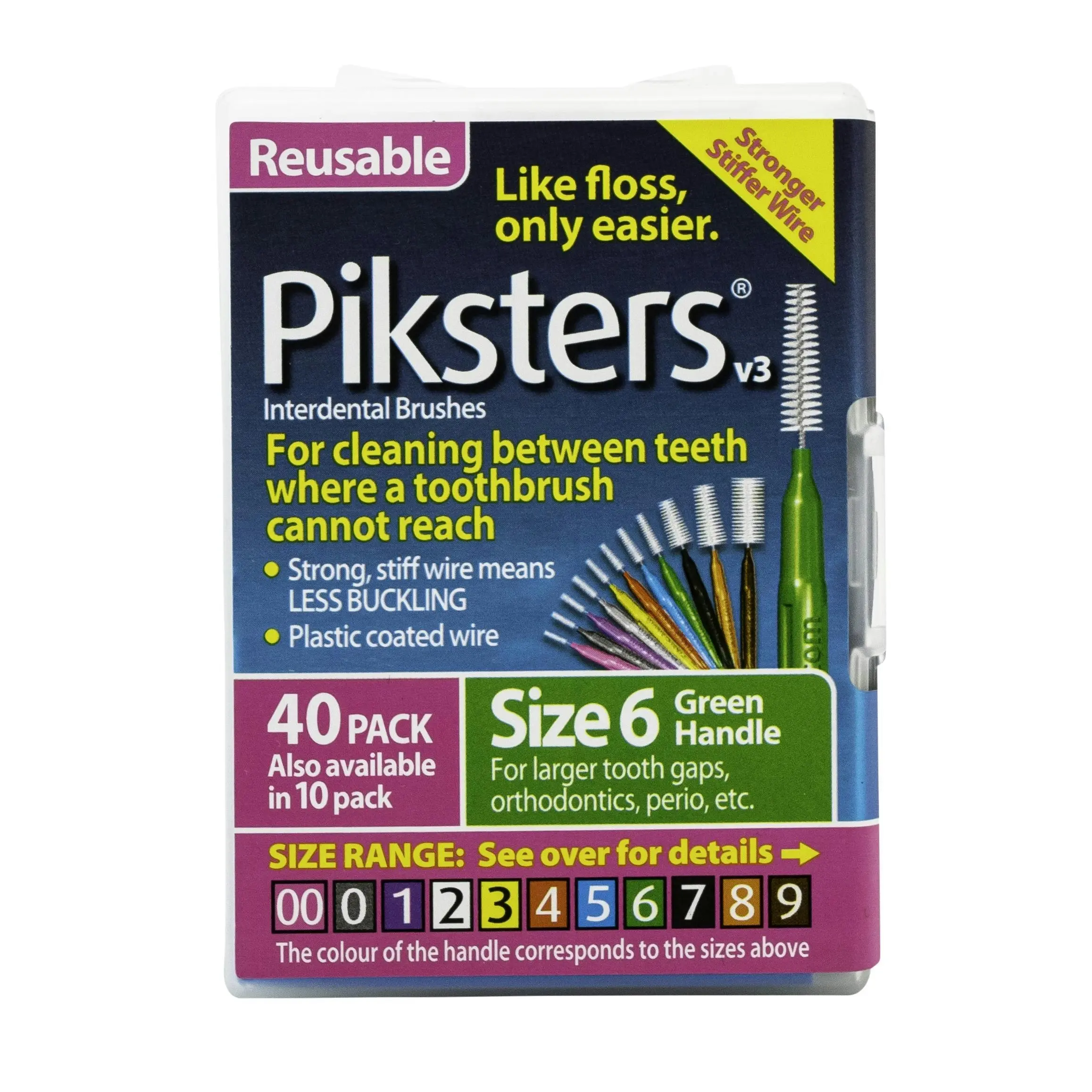 Piksters Interdental Brush Size 6 Green 40 Pack