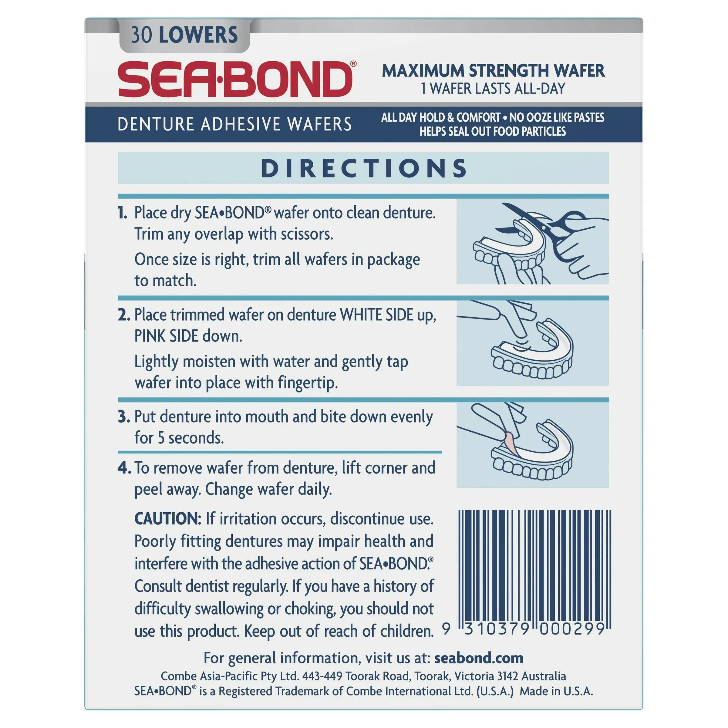 Sea Bond Denture Adhesive Lowers 30 Pack