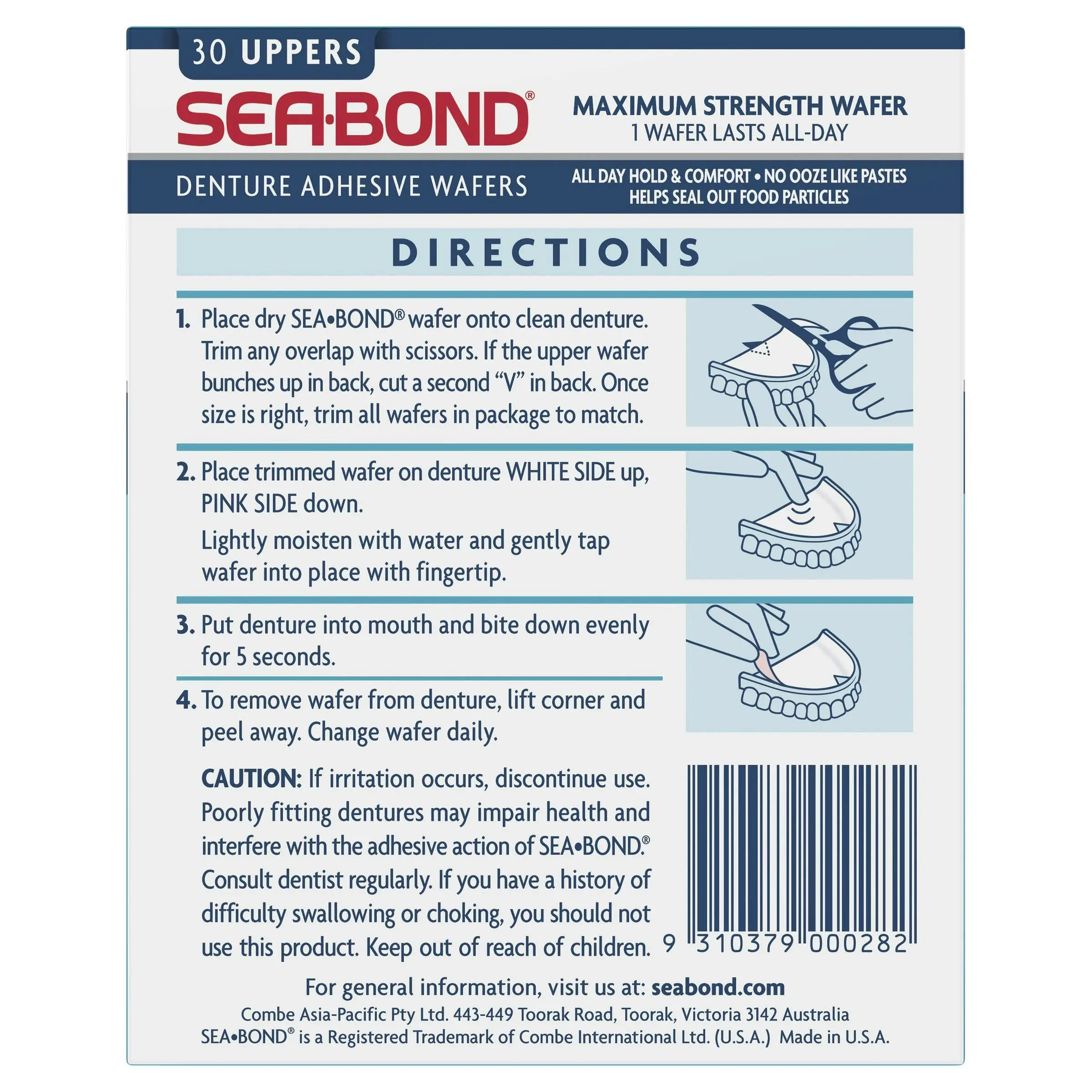 Sea Bond Denture Adhesive Uppers 30 Pack