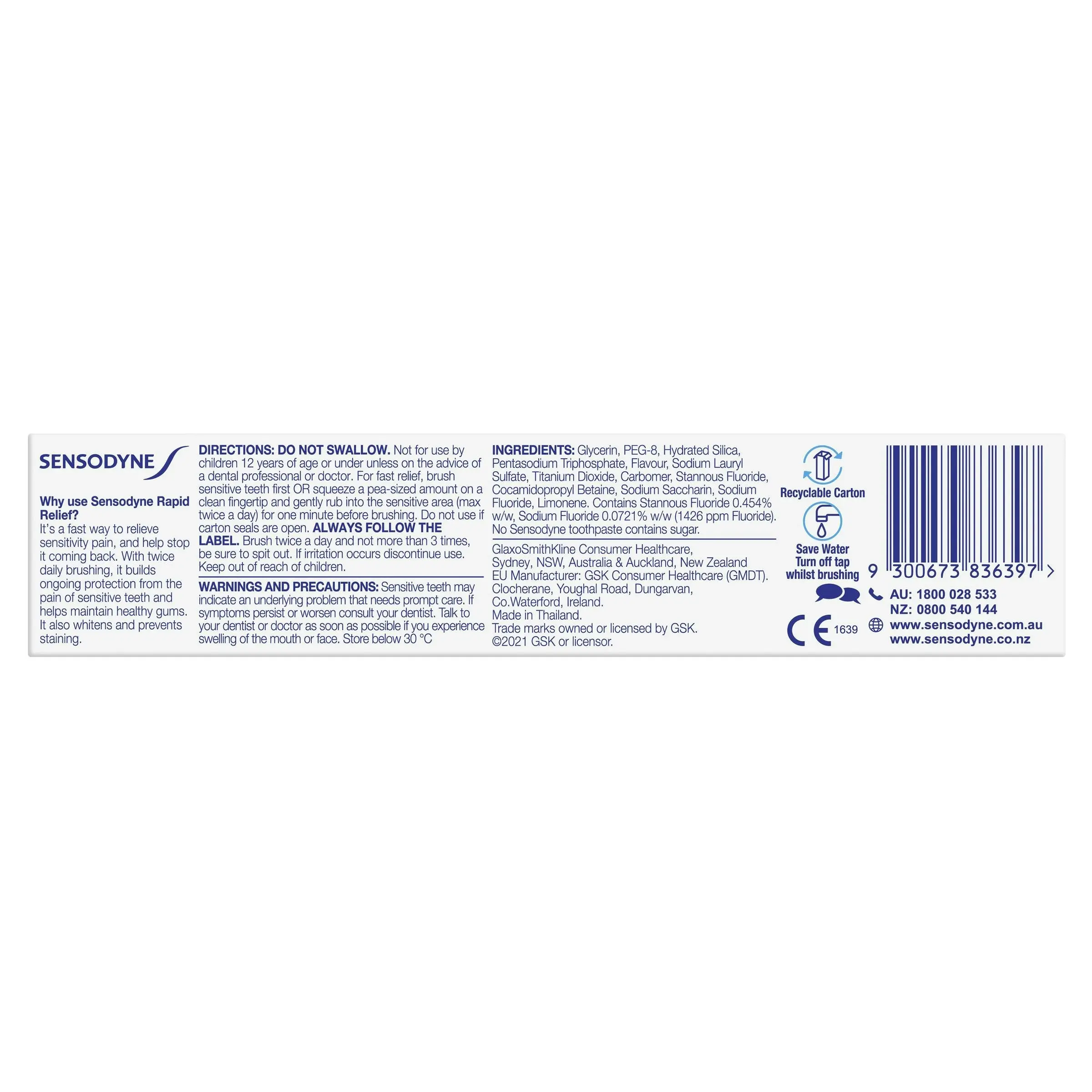 Sensodyne Rapid Relief Toothpaste 100g