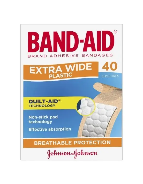 BAND-AID Extra Wide Plastic Strips 40 Pack