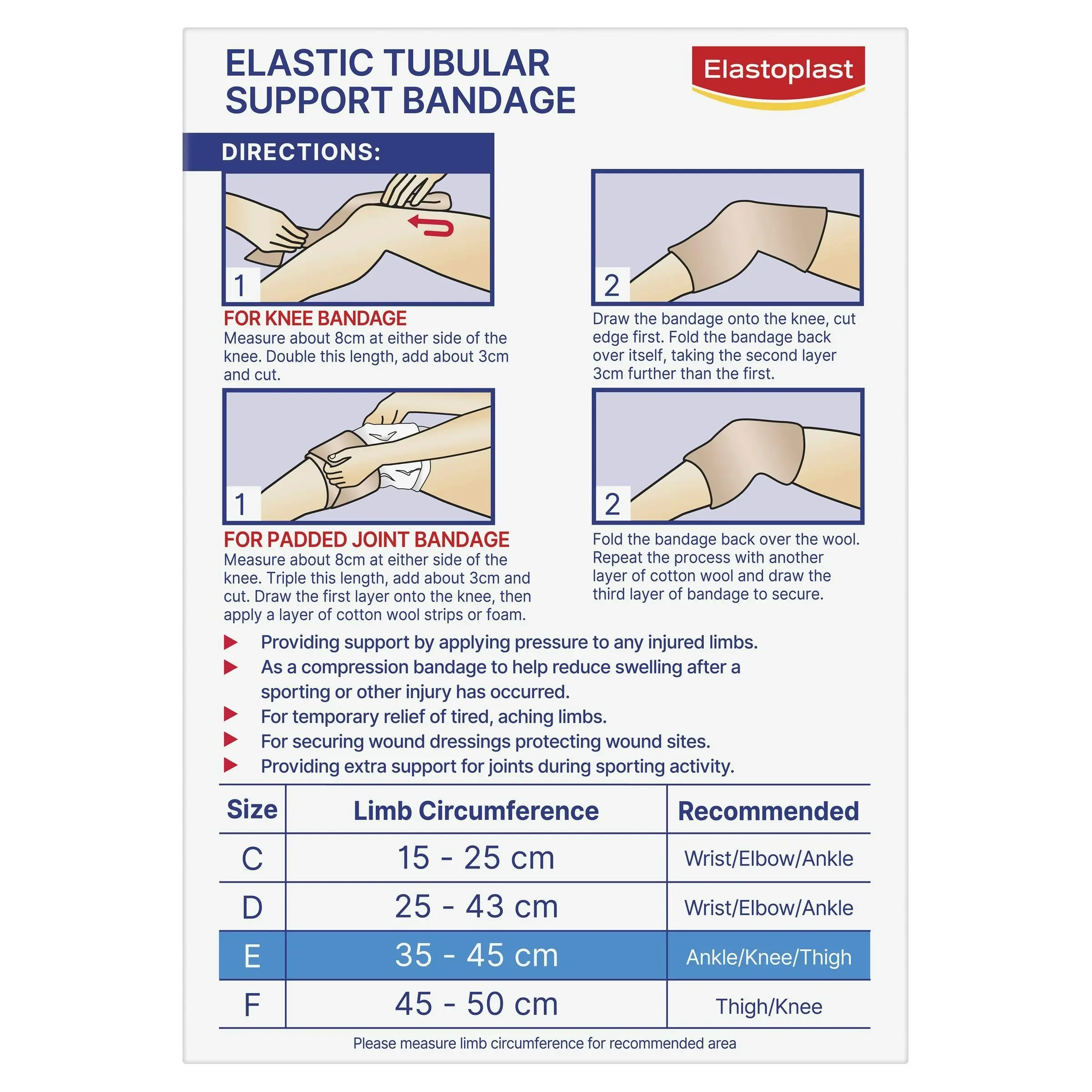 Elastoplast Elastic Tubular Bandage Size E