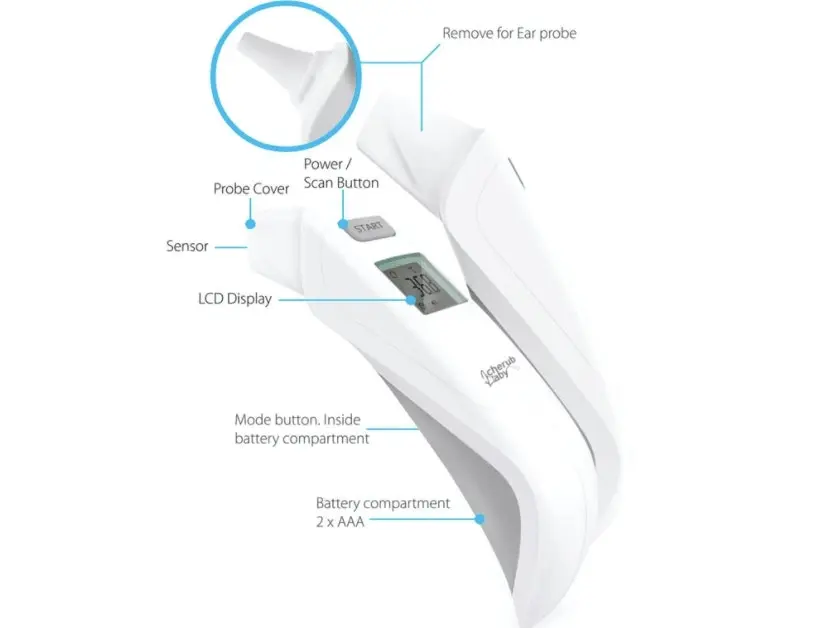 Cherub Baby 5 in 1 Forehead Ear and Bath Touchless Thermometer