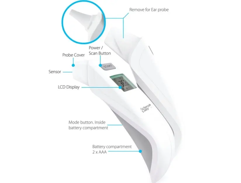 Cherub Baby 5 in 1 Forehead Ear and Bath Touchless Thermometer