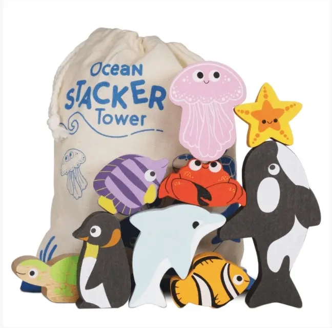 Le Toy Van Petilou Ocean Stacking Animals & Bag