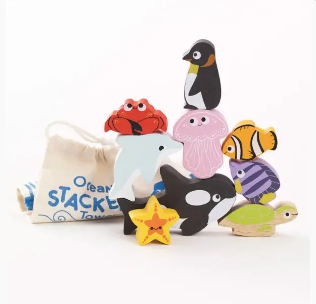 Le Toy Van Petilou Ocean Stacking Animals & Bag