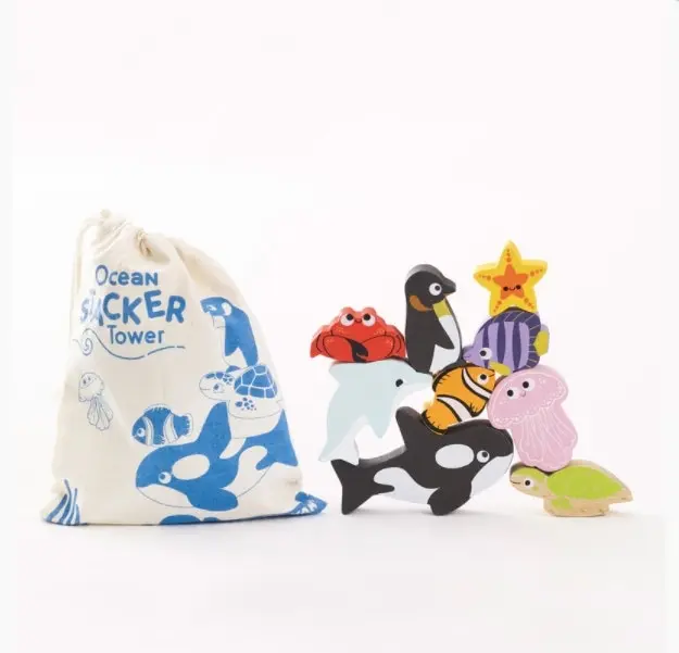 Le Toy Van Petilou Ocean Stacking Animals & Bag