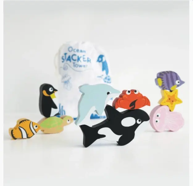 Le Toy Van Petilou Ocean Stacking Animals & Bag