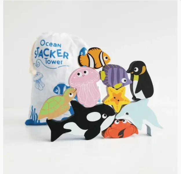 Le Toy Van Petilou Ocean Stacking Animals & Bag