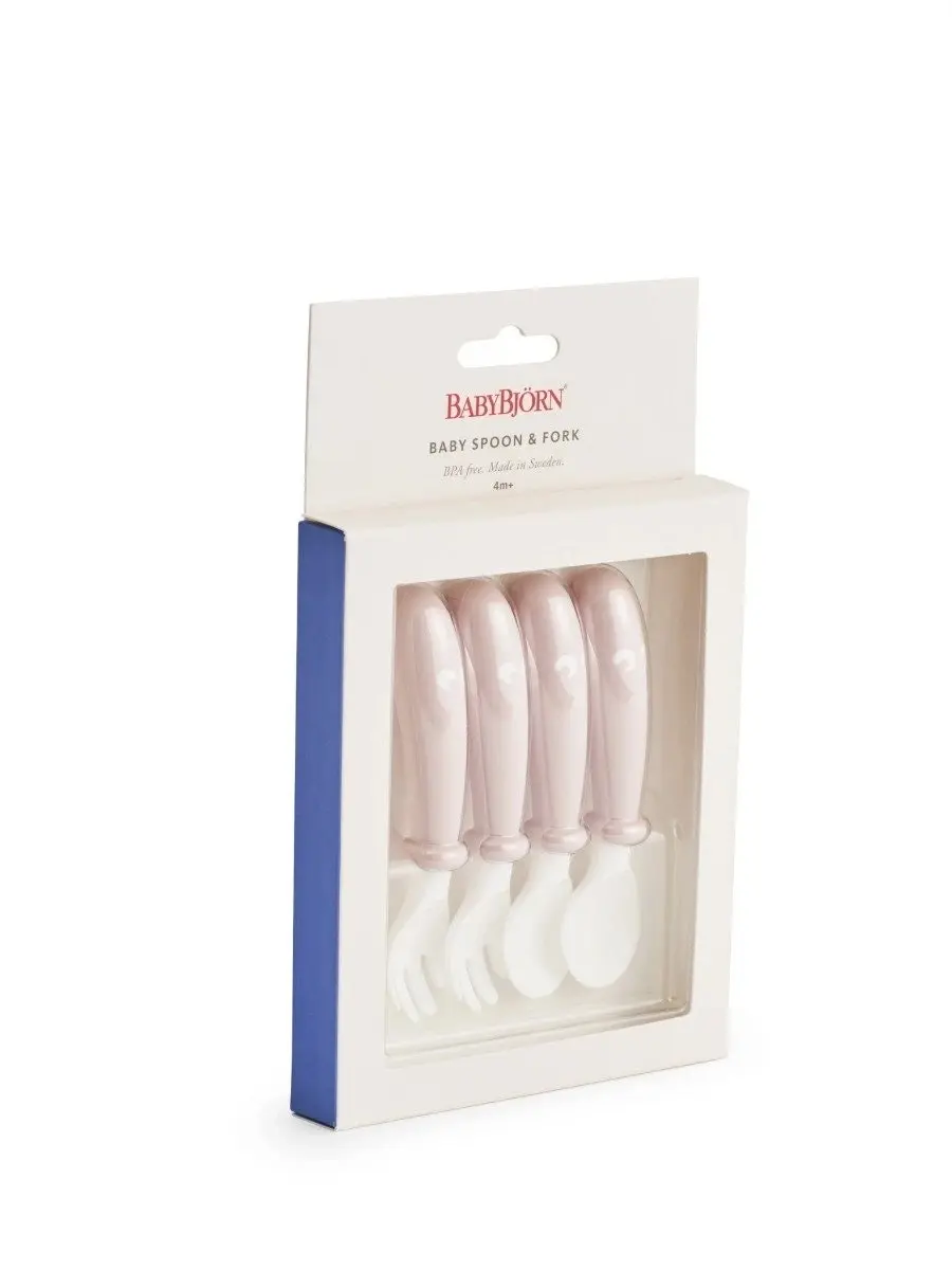 BabyBjorn Baby Spoon and Fork - Powder Pink 4-pack