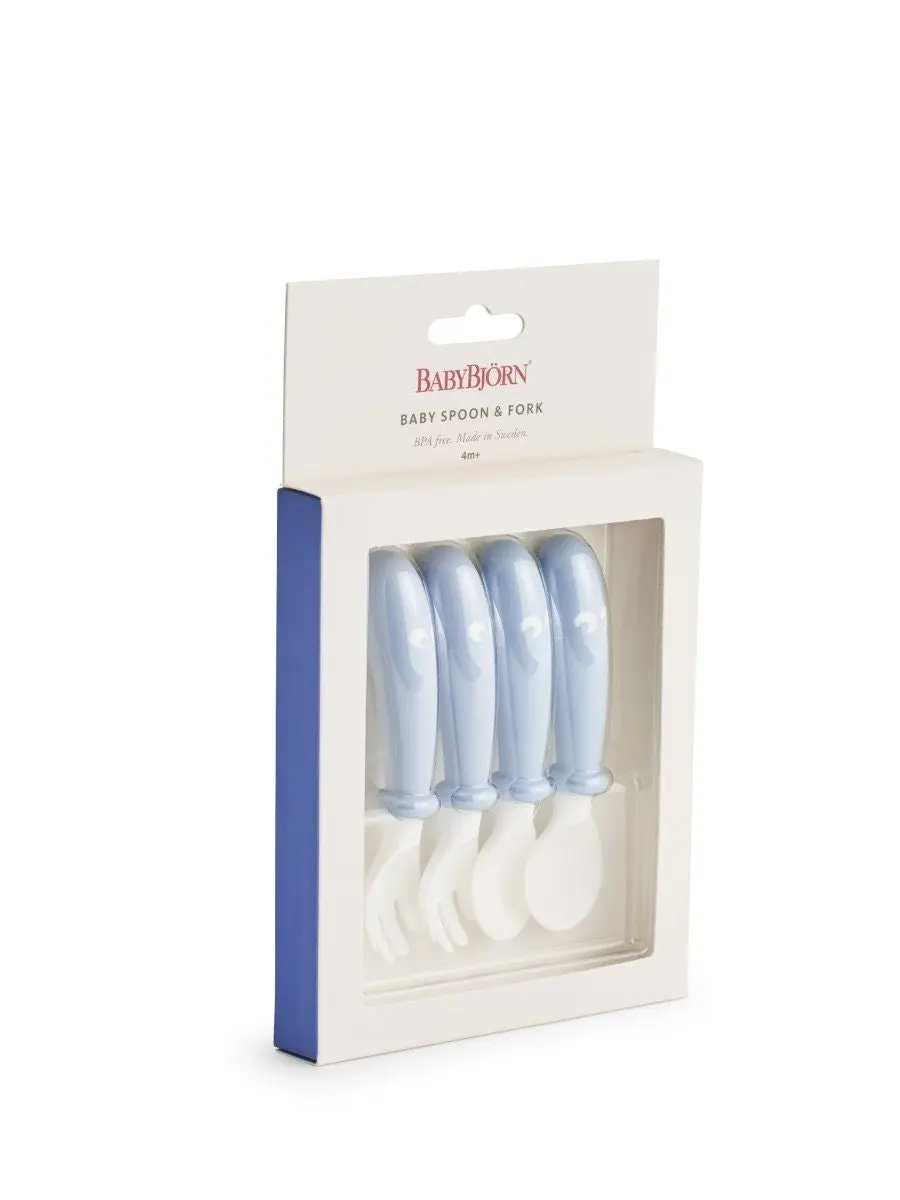 BabyBjorn Baby Spoon and Fork - Powder Blue 4-pack