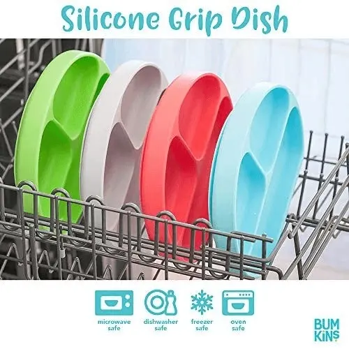 Bumkins Silicone Grip Dish - Pink