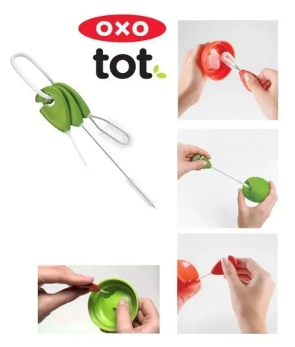 OXO Tot On-the-Go Straw & Sippy Cup Top Cleaning Set - Green