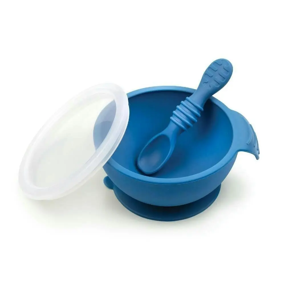 Bumkins Silicone First Feeding Set - Silicone Dark Blue