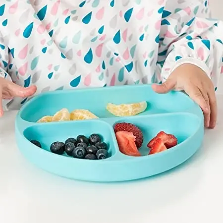 Bumkins Silicone Grip Dish + Lid - Blue