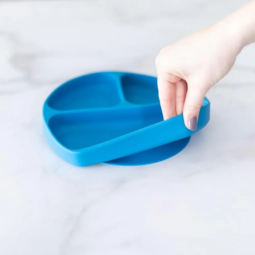 Bumkins Silicone Grip Dish + Lid - Blue