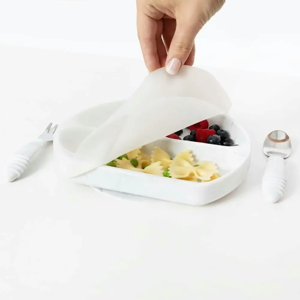 Bumkins Silicone Grip Dish + Lid - Marble