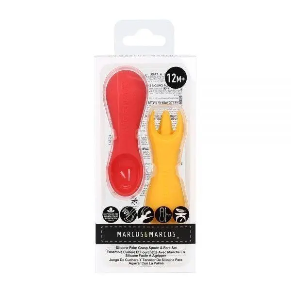 Marcus & Marcus Silicone Palm Grasp Spoon & Fork Set- Lucas