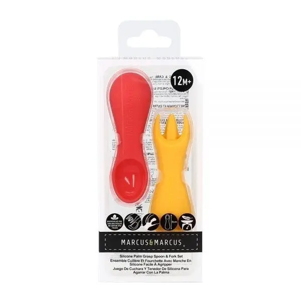 Marcus & Marcus Silicone Palm Grasp Spoon & Fork Set- Lucas