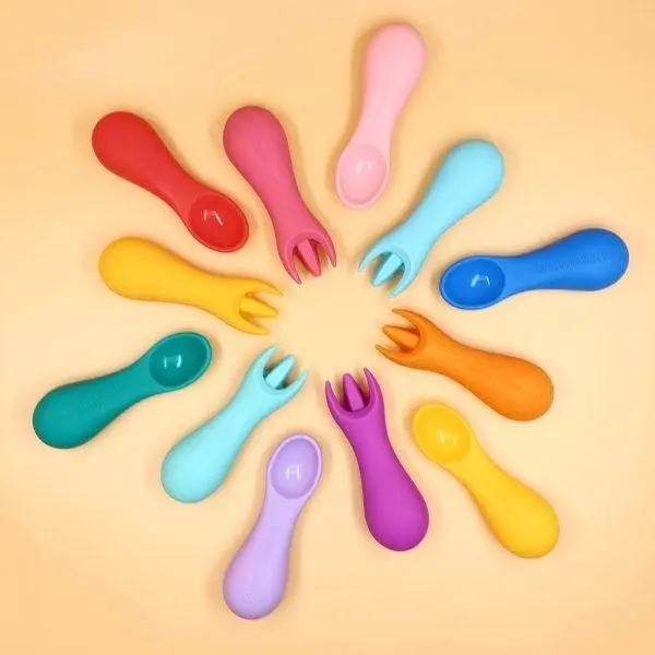 Marcus & Marcus Silicone Palm Grasp Spoon & Fork Set- Lucas