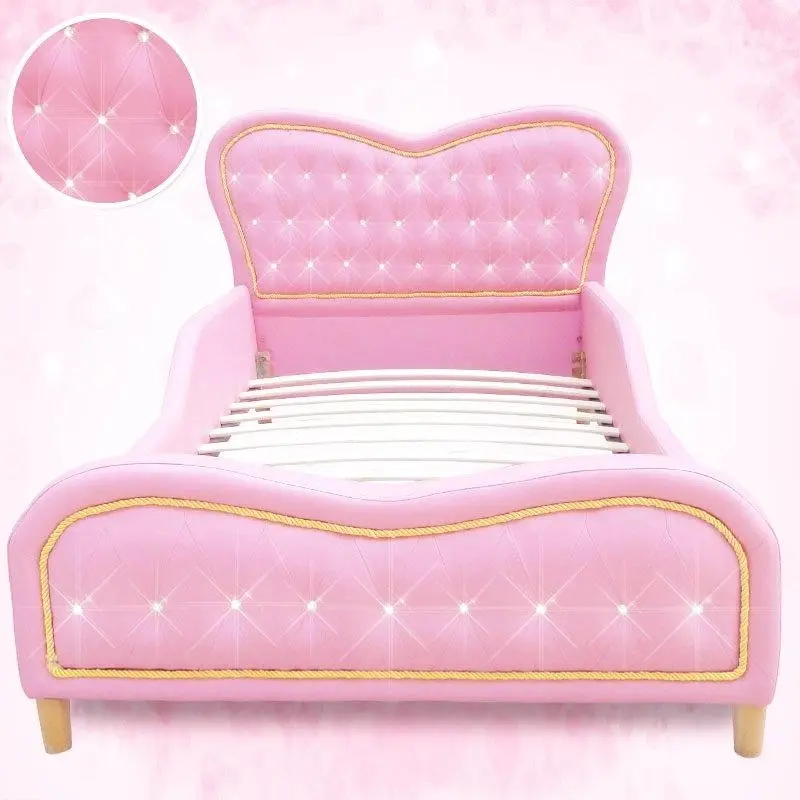 All 4 Kids Brooklyn Heart PU Leather Single Upholstered Bed - Pink