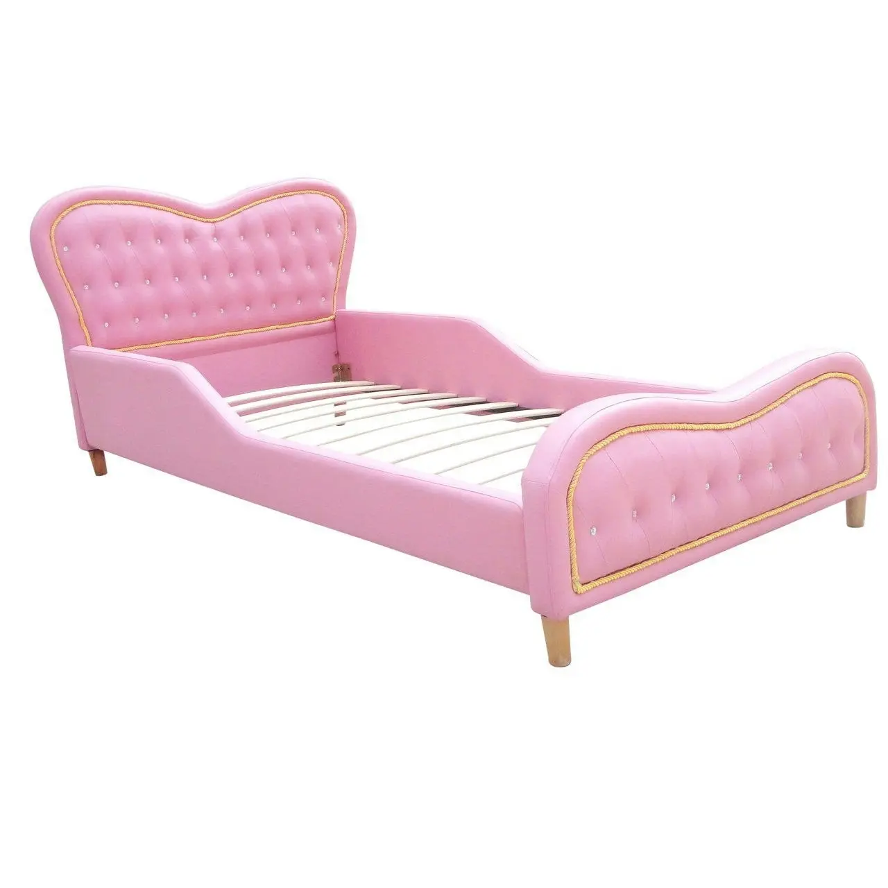 All 4 Kids Brooklyn Heart PU Leather Single Upholstered Bed - Pink