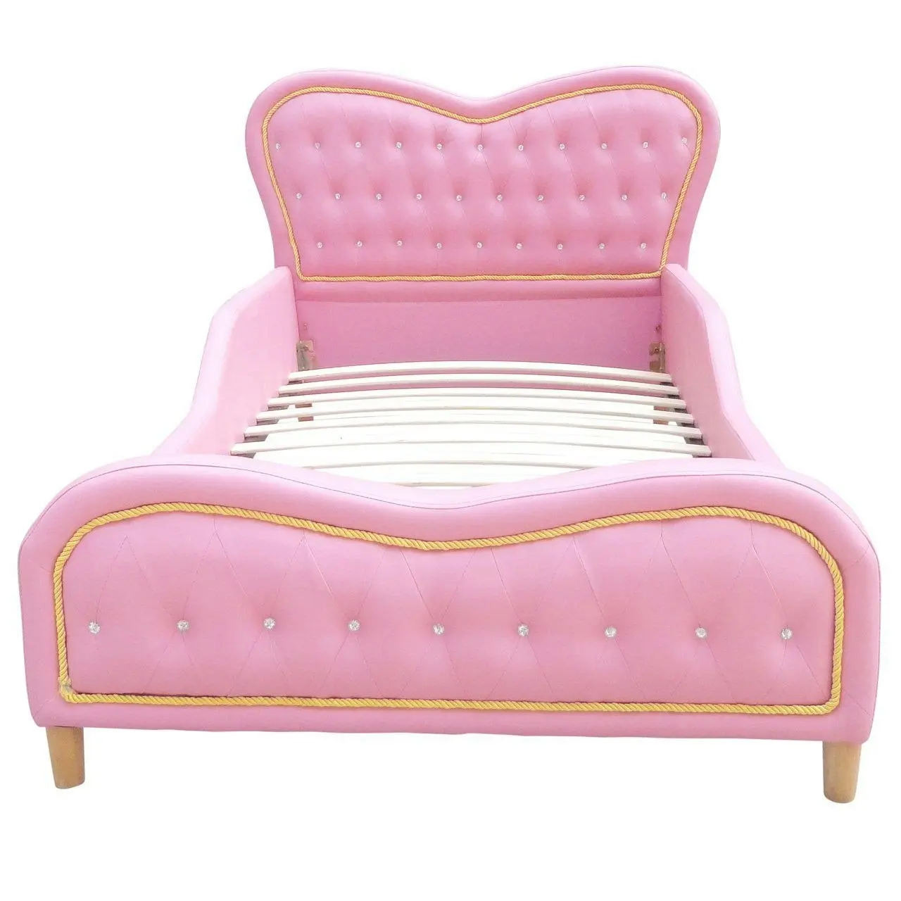 All 4 Kids Brooklyn Heart PU Leather Single Upholstered Bed - Pink