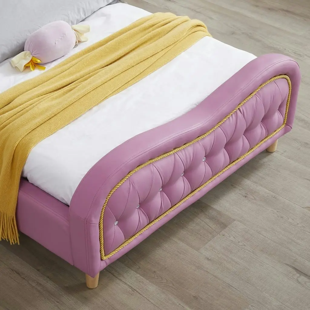 All 4 Kids Brooklyn Heart PU Leather Single Upholstered Bed - Pink