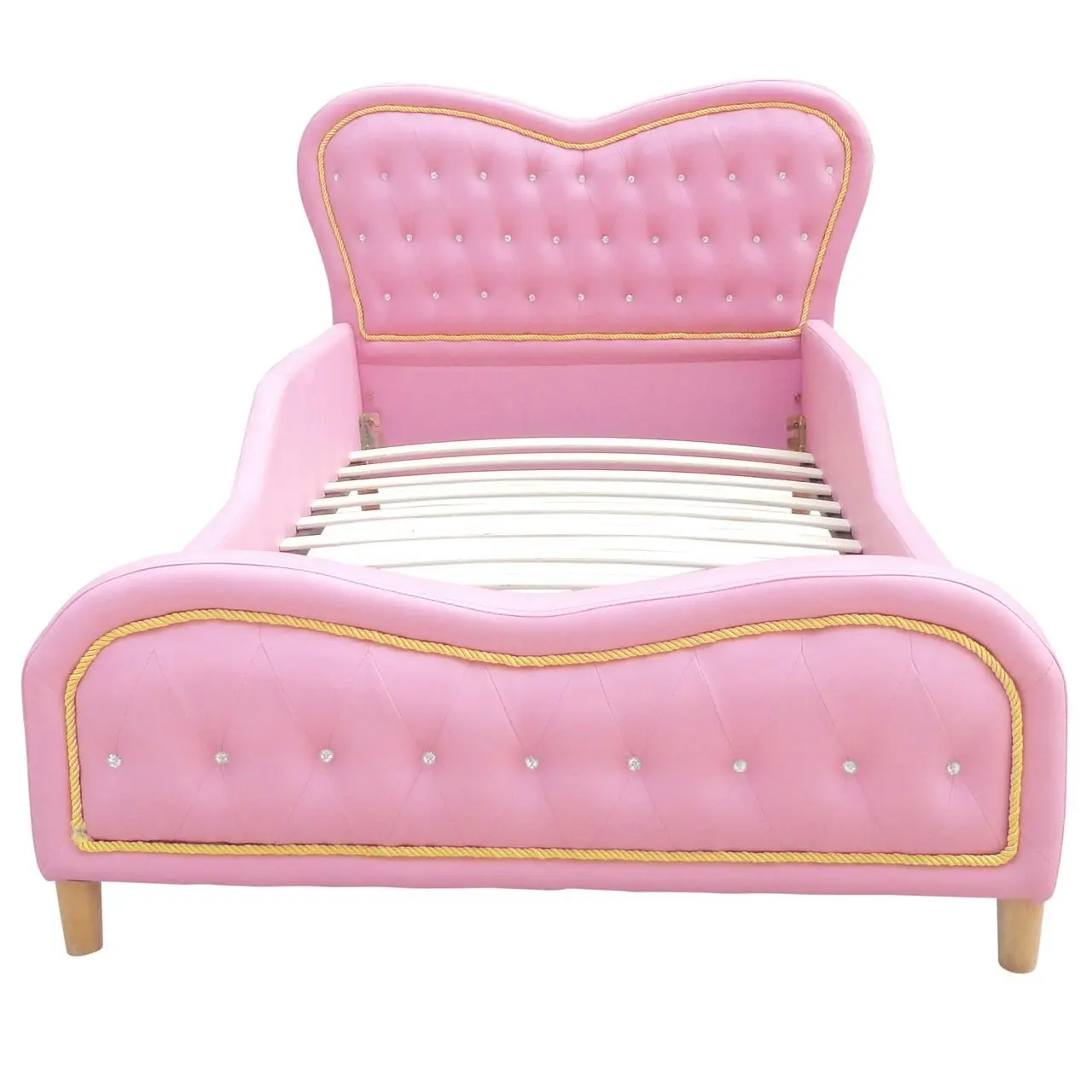 All 4 Kids Brooklyn Heart PU Leather Single Upholstered Bed - Pink