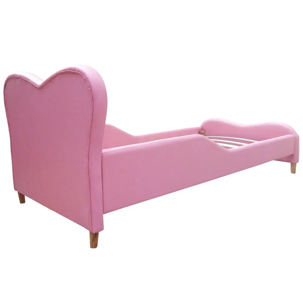 All 4 Kids Brooklyn Heart PU Leather Single Upholstered Bed - Pink