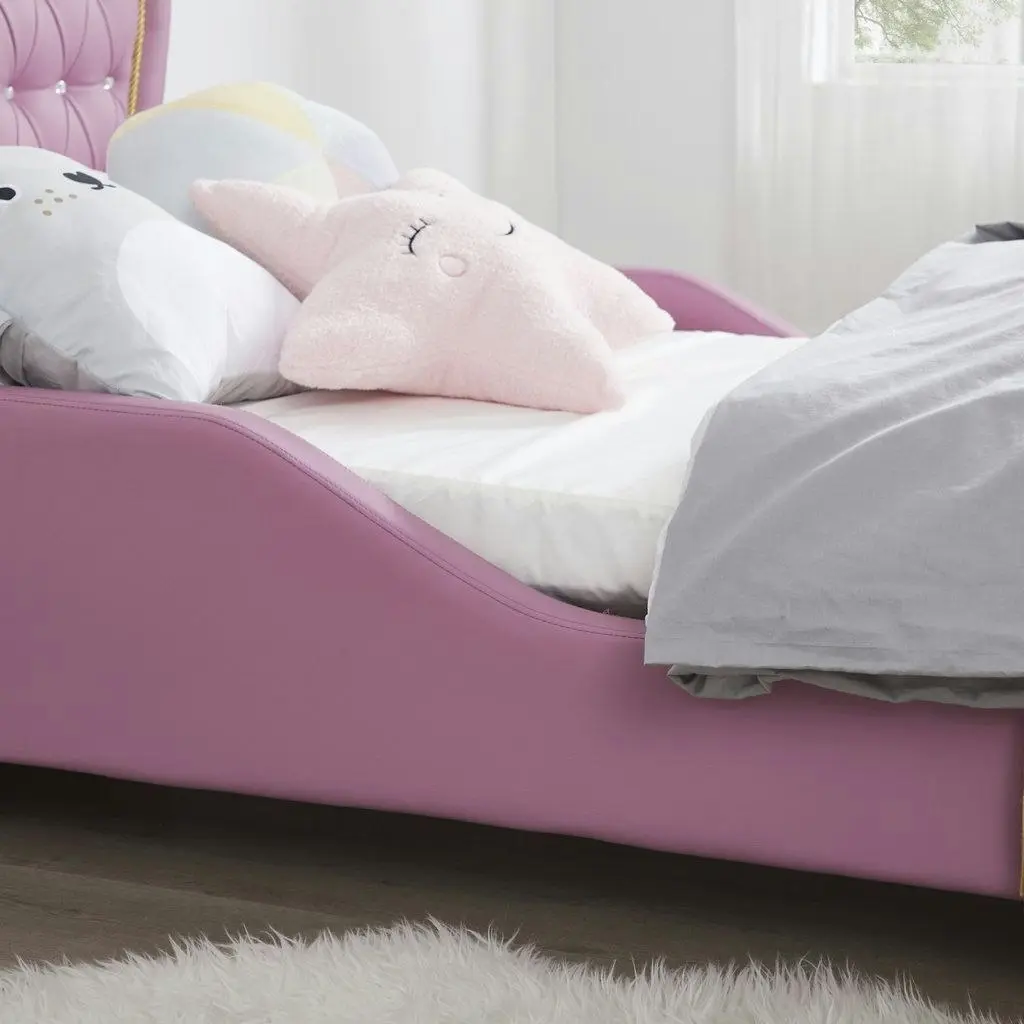 All 4 Kids Brooklyn Heart PU Leather Single Upholstered Bed - Pink