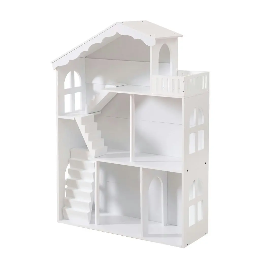 All 4 Kids Ella White Dollhouse Bookcase Book Shelf Storage Unit