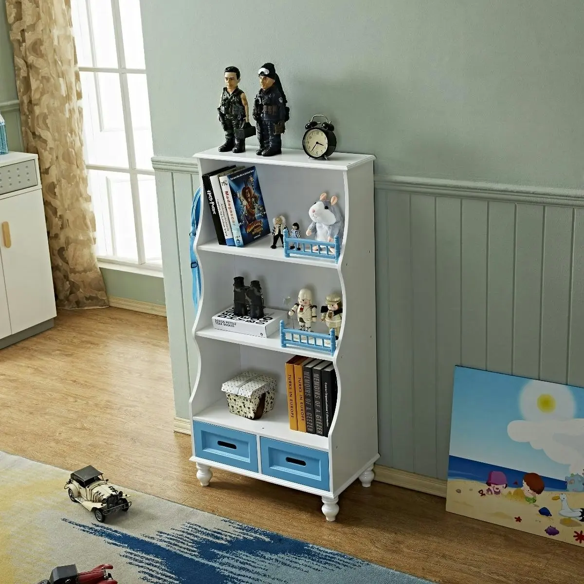 All 4 Kids Gloria Blue Bookcase Book Shelf Storage Unit