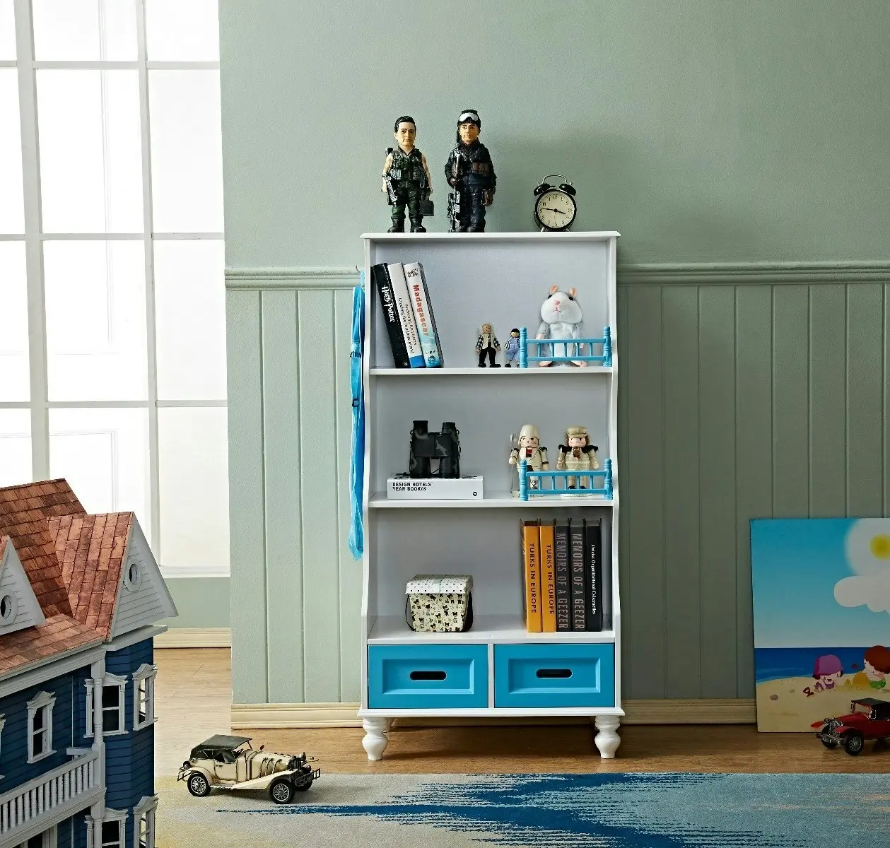 All 4 Kids Gloria Blue Bookcase Book Shelf Storage Unit