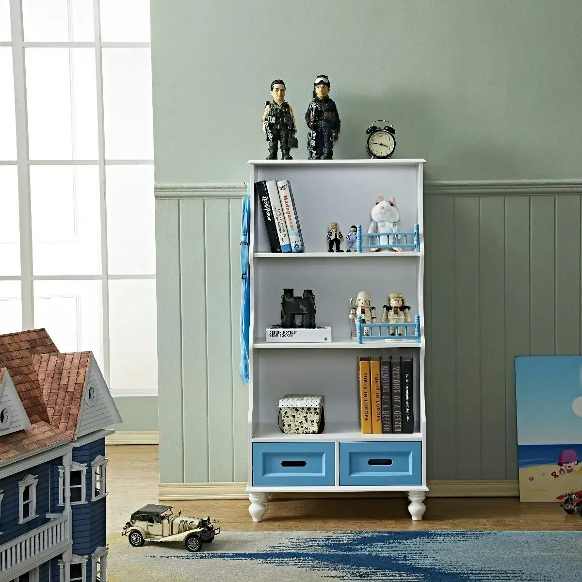 All 4 Kids Gloria Blue Bookcase Book Shelf Storage Unit