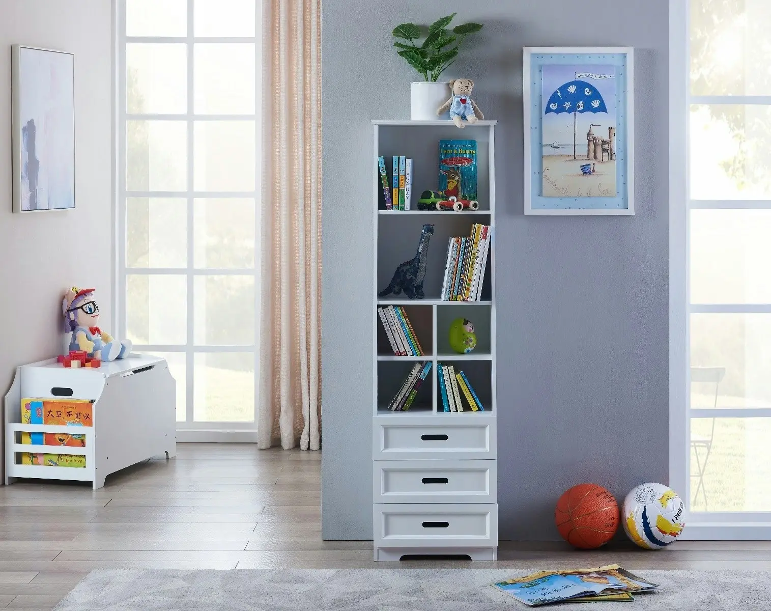 All 4 Kids Candice White Bookcase Book Shelf Storage Unit