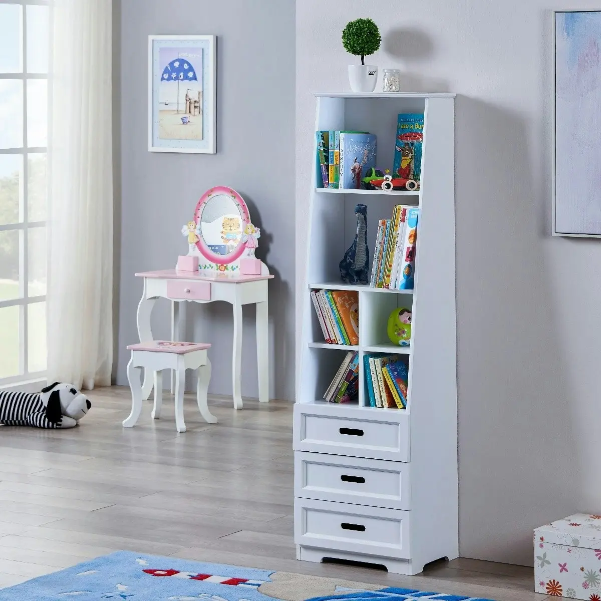 All 4 Kids Candice White Bookcase Book Shelf Storage Unit