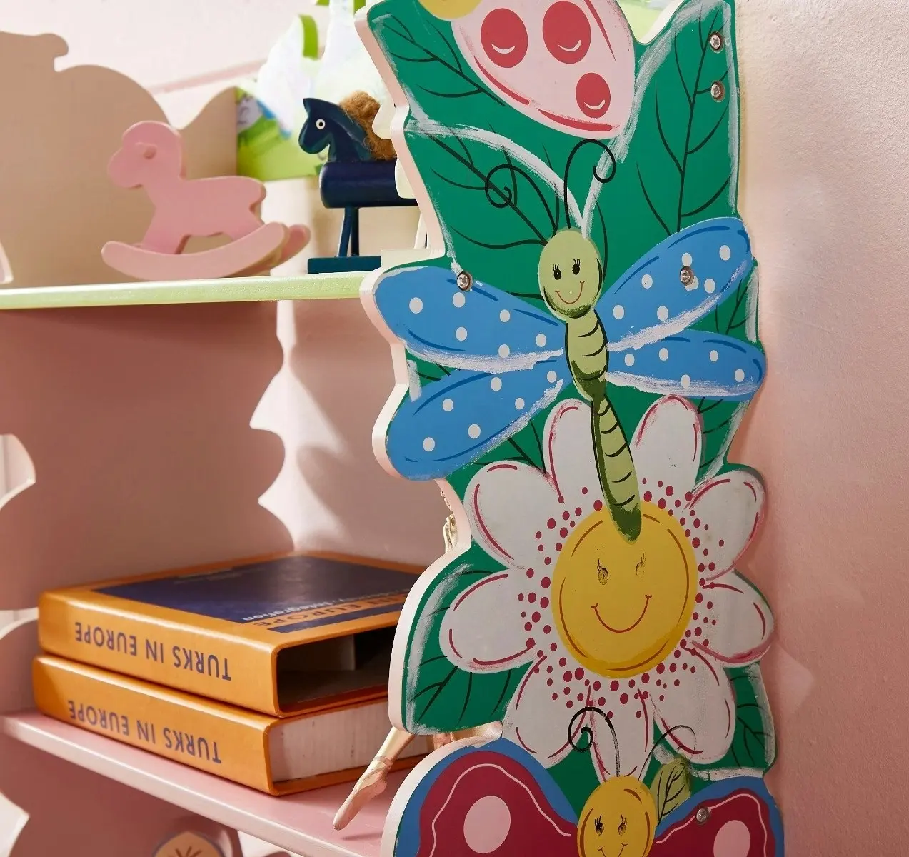 All 4 Kids Olivia the Fairy Girls Hand Painted 3 Tier Flower Bookcase with Drawers