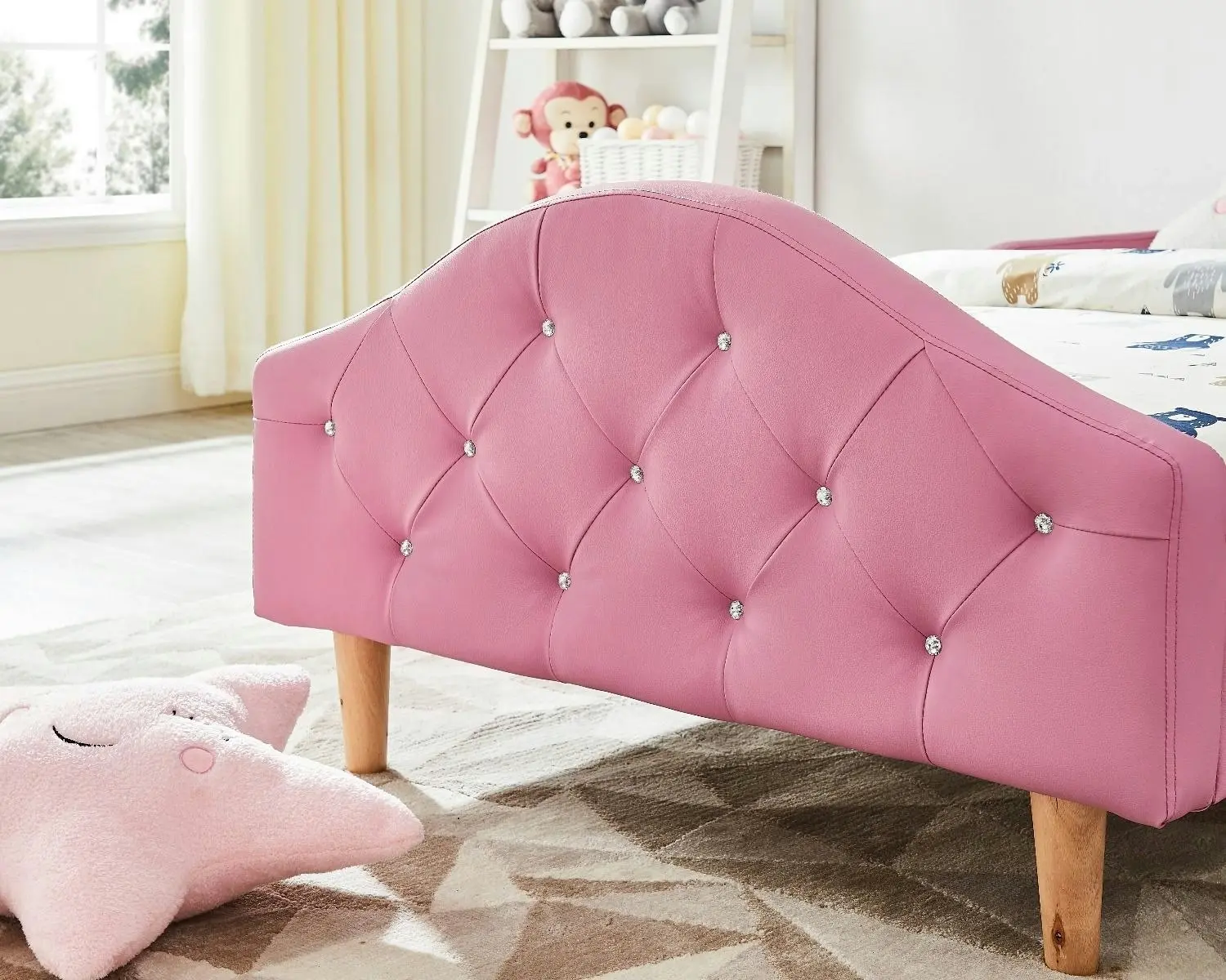 All 4 Kids Kinsley Single PU Leather Upholstered Bed - Pink