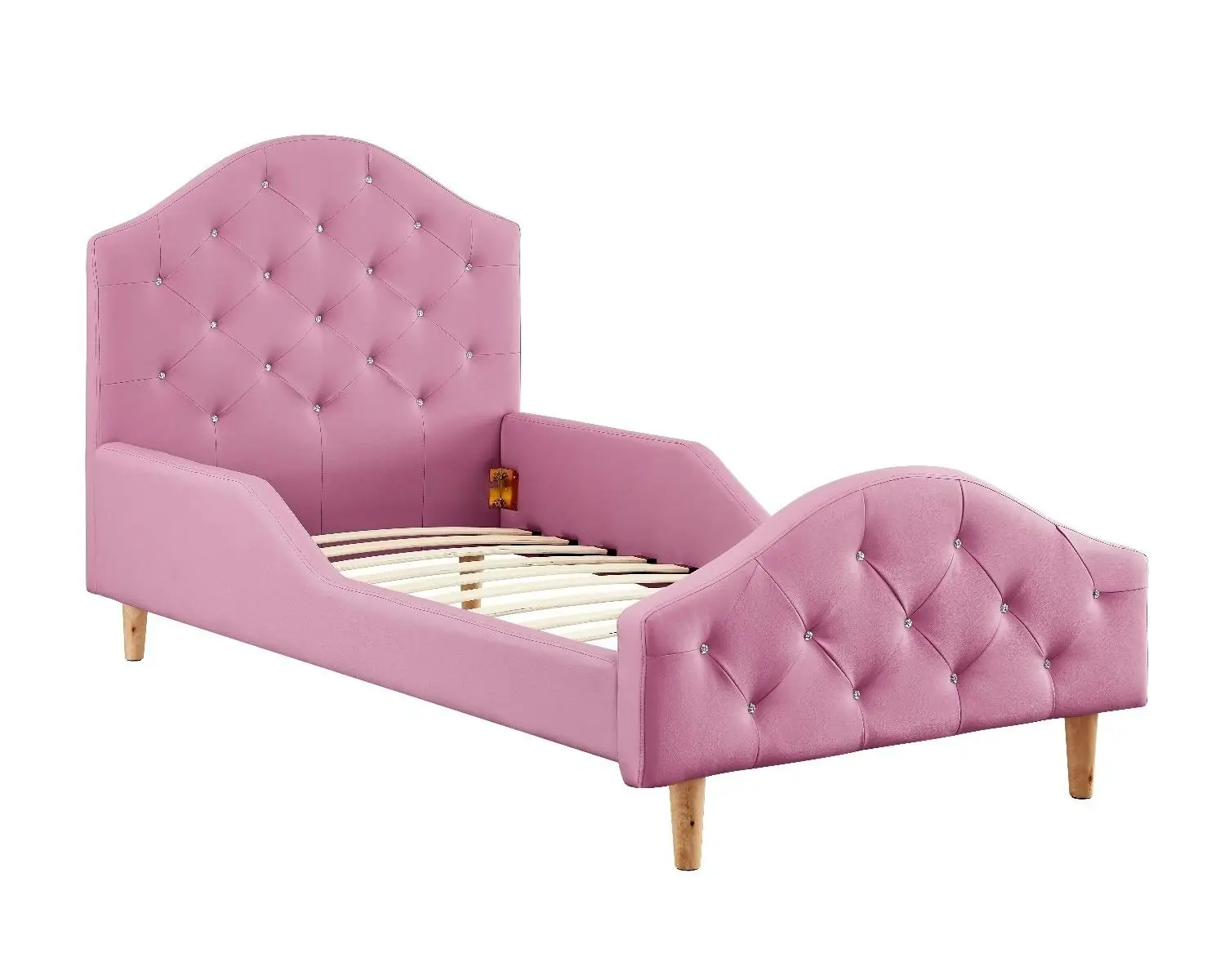 All 4 Kids Kinsley Single PU Leather Upholstered Bed - Pink