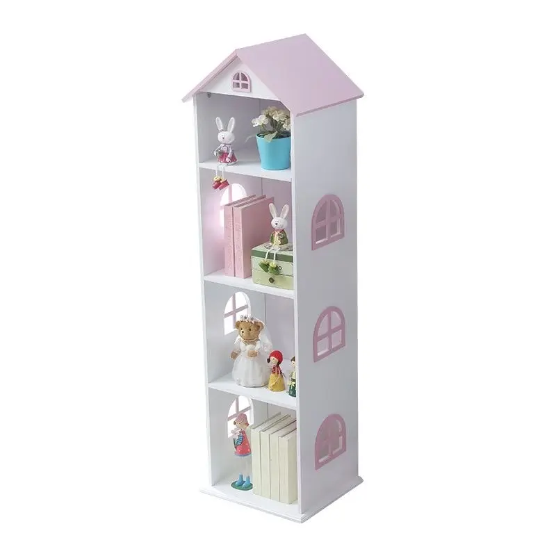 All 4 Kids Tall white and pink dollhouse bookcase