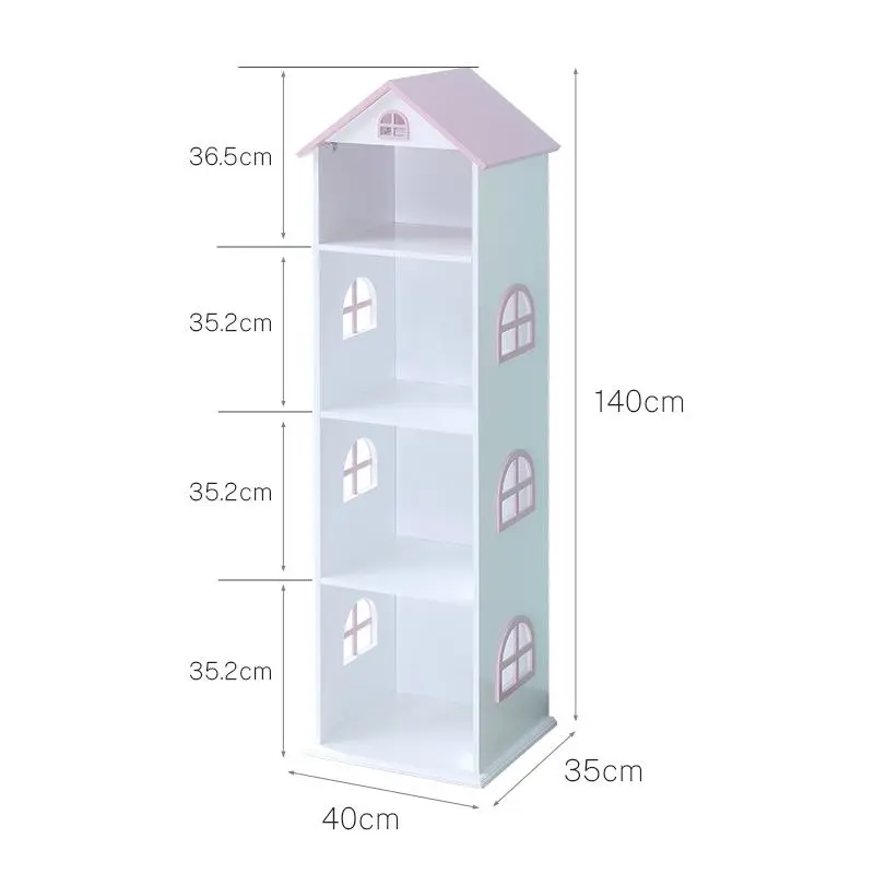 All 4 Kids Tall white and pink dollhouse bookcase