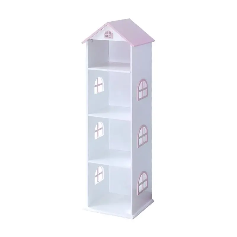 All 4 Kids Tall white and pink dollhouse bookcase