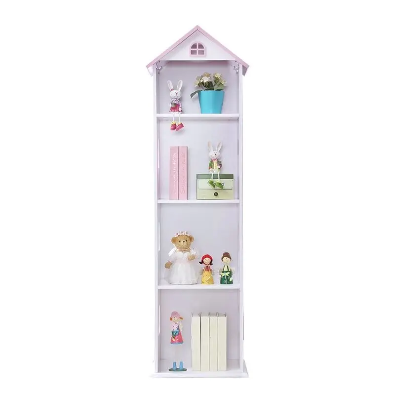 All 4 Kids Tall white and pink dollhouse bookcase