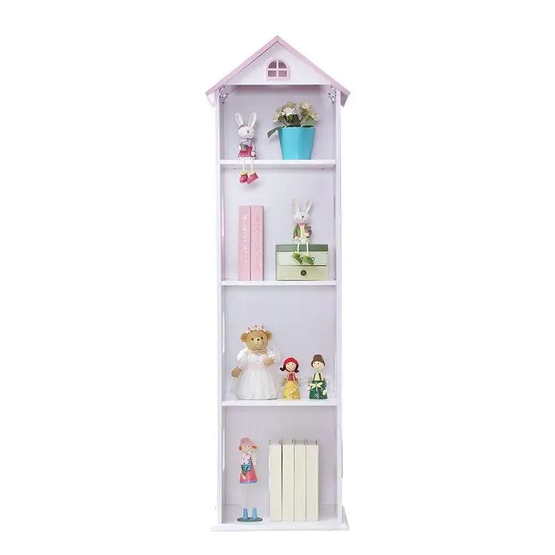 All 4 Kids Tall white and pink dollhouse bookcase