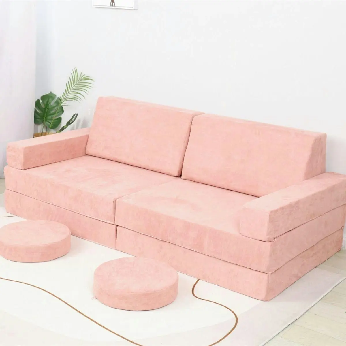 All 4 Kids Ethan 10 PCS Play Couch - Rose