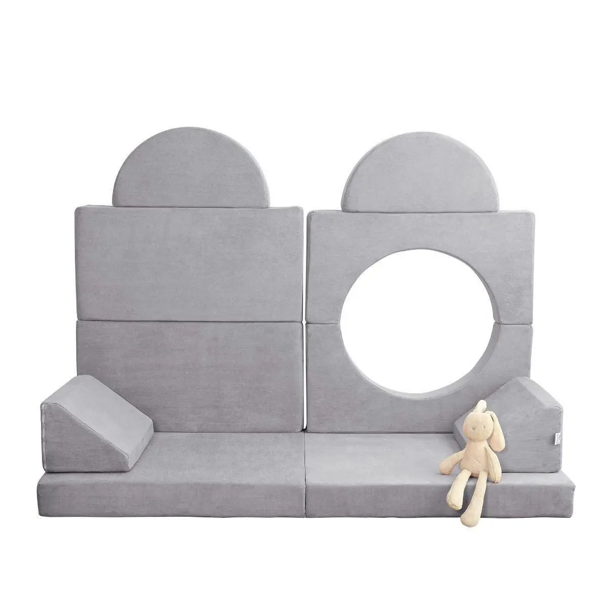 All 4 Kids Ollie 10 PCS Modular Play Couch Set - Grey