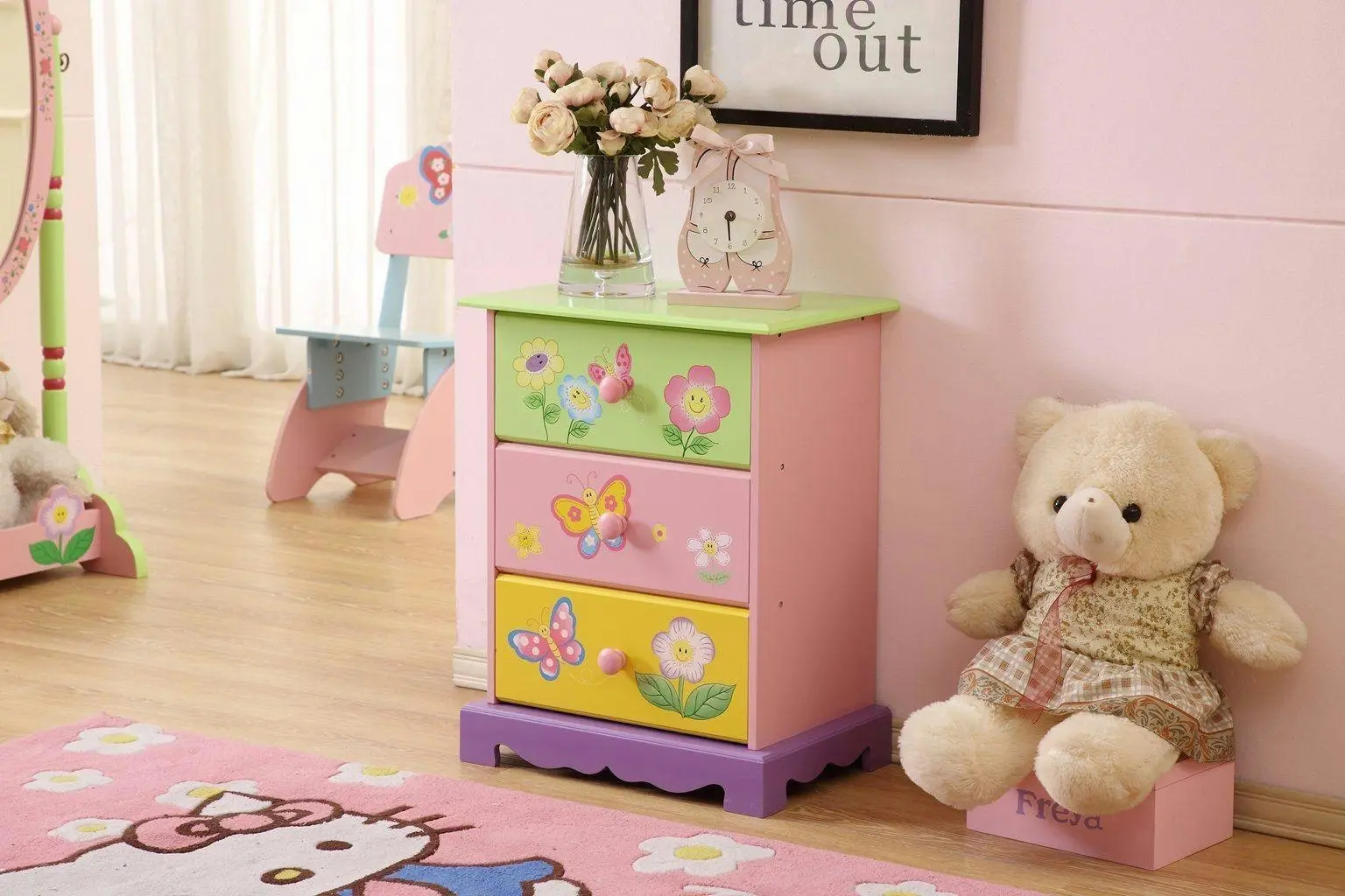 All 4 Kids Olivia the Fairy Girl’s 3 Drawer Bedside Table