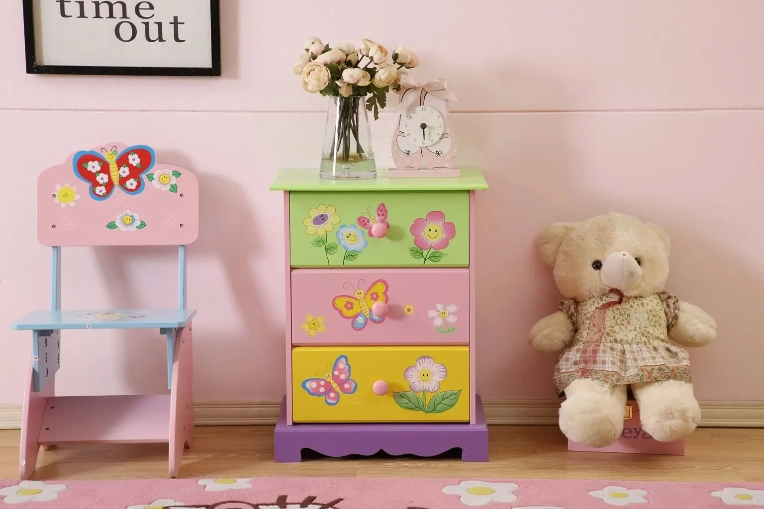 All 4 Kids Olivia the Fairy Girl’s 3 Drawer Bedside Table