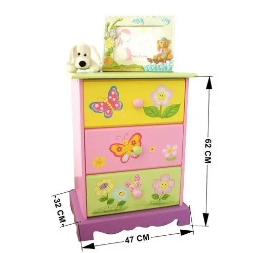 All 4 Kids Olivia the Fairy Girl’s 3 Drawer Bedside Table